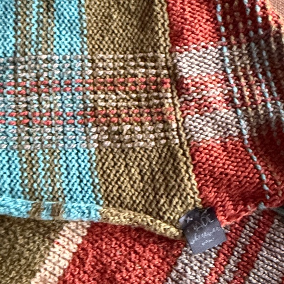 Knit & Hand Woven Cotton Bandana Style Fringe Scarf - Picture 5 of 5